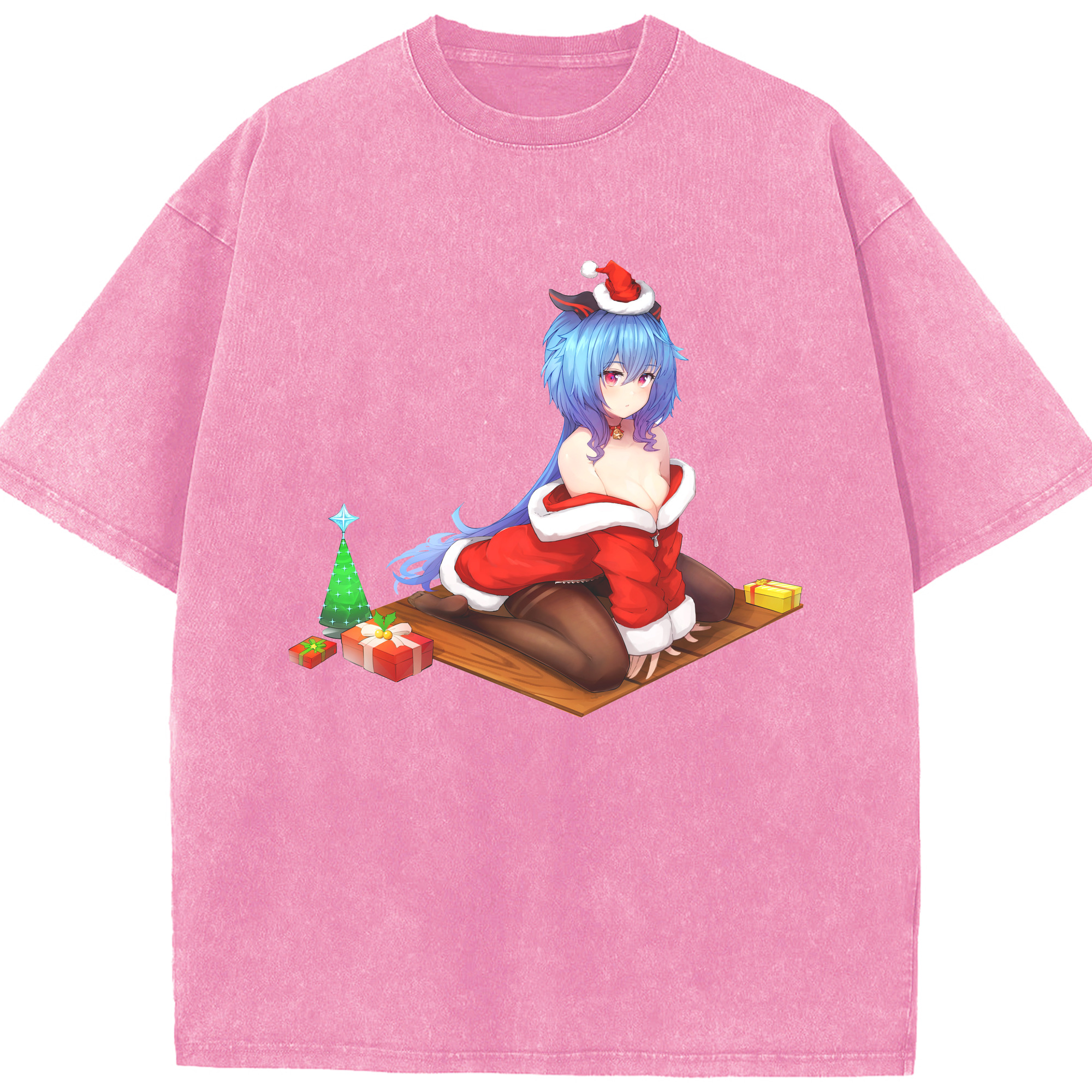 げんし神 甘雨 かんう genshin Ganyu 綿100% ヴィンテージ風 半袖Tシャツ（フロントプリント）
